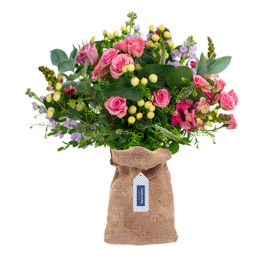 Country Living Mixed Bouquet, 24 Stems with Vase Included, Pink and Lavender